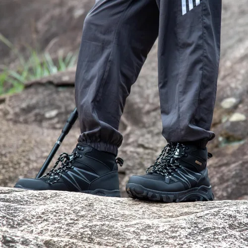 Vista 4 de SUADEX - Botas de puntera de acero para hombre, Botas de trabajo indestructibles para mujer, Zapatos de construcción, punta compuesta