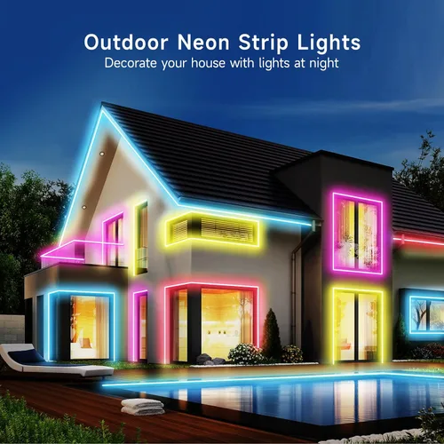 Vista 4 de KANTUTOE Tira de luces LED de neón, tira de luz LED RGB de 13.1 pies, aplicación de sincronización de música de 24 V/control remoto, tira de luces