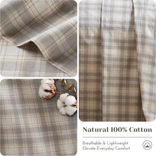 Vista 58 de Comfort Spaces Sábanas de percal 100% algodón, tamaño individual XL, 3 Adelia Gris