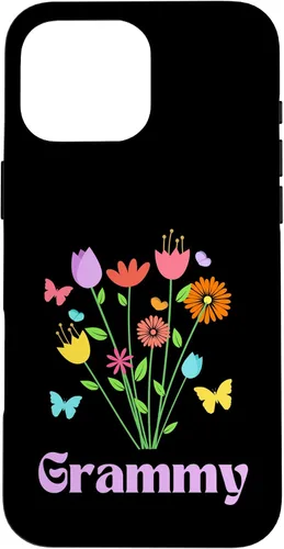 Vista 19 de iPhone 12/12 Pro Grammy Grandma Spring Flowers Pretty Tulips Butterfly Pink Case