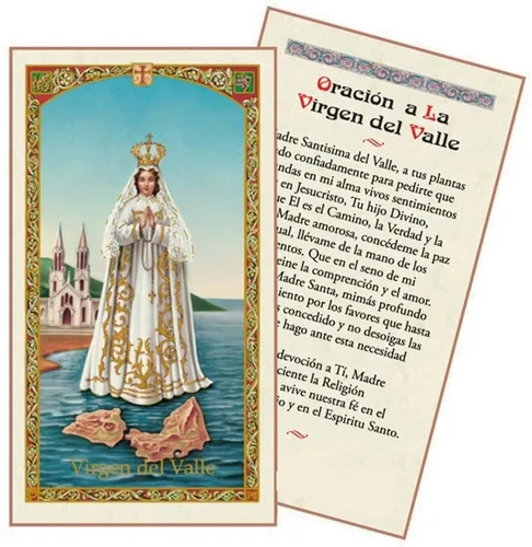 Vista 2 de Virgen del Valle Patrona de la Isla Margarita Venezuela y Catamarca Argentina Medalla Cadena y Estampa de Rezo Bendecida por Su Santidad Haga su