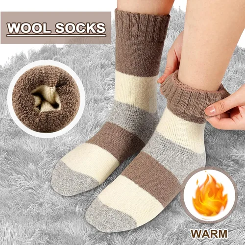 Vista 4 de Heatuff Calcetines de lana de invierno para mujer, cálidos, suaves, con cojín completo (5 pares)