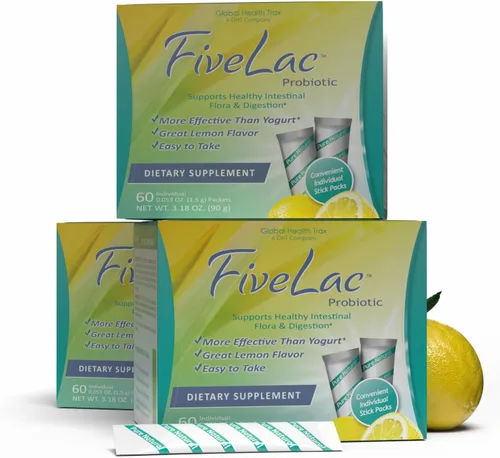 Vista 7 de Global Health Trax GHT - Mezcla de bebida en polvo probiótica de limón FiveLac, probióticos para mujeres, hombres y niños, apoyo y eliminación