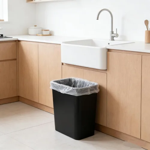 Vista 5 de Paquete de 3 cubos de basura de plástico negros de 4.5 galones, contenedor de basura