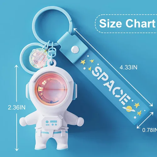 Vista 3 de YOU WIZV Llavero de astronauta, lindos llaveros Kawaii de anime geniales para mochilas, llaveros espaciales con luz de puesta de sol para mujeres