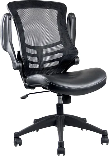 Vista 8 de Elegante silla de oficina de malla con respaldo medio con brazos ajustables. Color: negro Mid-back desk chair, breathable mesh back, PU leather