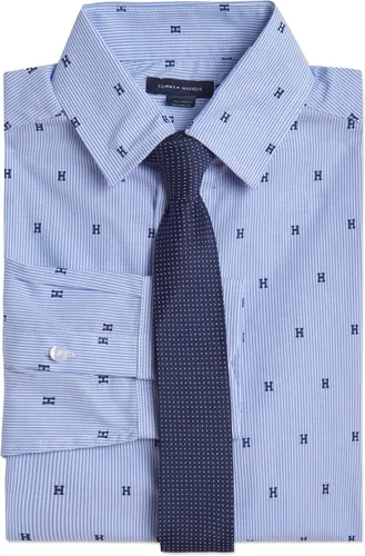 Vista 2 de Tommy Hilfiger Camisa de vestir de manga larga para niño con lazo recto, cuello abotonado y mangas con puños