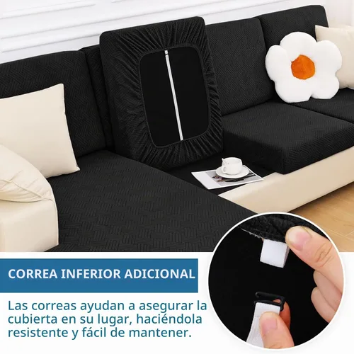 Vista 3 de hyha Fundas de cojín impermeables para sofá seccional, fundas de cojín de sofá modular mágicas lavables en forma de L, funda impermeable