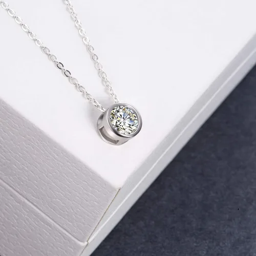 Vista 2 de Collar de plata de ley 925 con circonita para mujeres, adolescentes y niñas