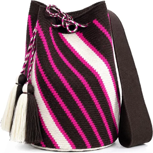 Vista 7 de WYOU Designer Collection Wayuu Hand-Crochet Woven Bag - Boho Crossbody, Colorful Purses for Women Bibury