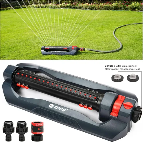 Vista 6 de Eden 94124 Aspersor de accionamiento de engranajes turbo de varios patrones más sistema de nebulización y aspersor turbo oscilante para patio grande