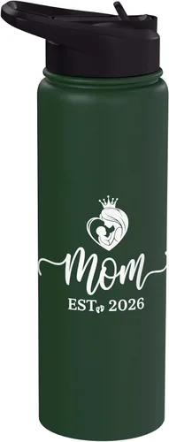 Vista 9 de Mom Est 2026 New Moms Dads Matching Mother To Be 26 Botella de agua aislada de acero inoxidable Azul claro