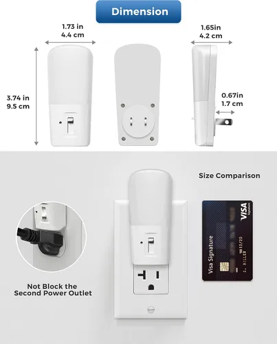 Vista 8 de LOHAS-LED Paquete de 4 luces LED de noche regulables, enchufe con sensor de atardecer a amanecer, blanco, plástico, estilo moderno, brillo de 80