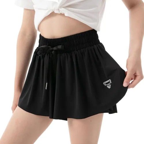 Vista 3 de PUPIU Pantalones cortos atléticos fluidos para niñas, pantalones cortos deportivos de mariposa, pantalones cortos de verano, ropa de preparación