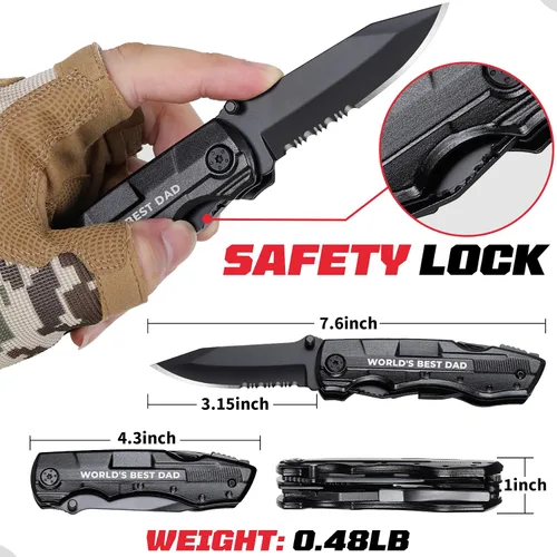 Vista 3 de El mejor regalo para papá, cuchillo multiherramienta del mundo, regalo del día del padre, regalo de cumpleaños de hija e hijo, multiherramienta