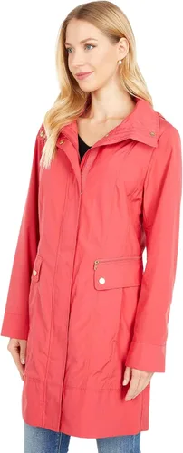 Vista 3 de Cole Haan Chaqueta de lluvia con capucha plegable con lazo trasero para mujer