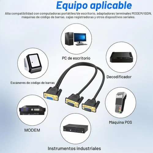 Vista 7 de MEIRIYFA DB9 RS232 1 hembra a 2 macho y cable adaptador divisor en Y