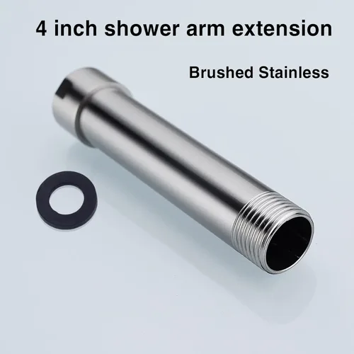 Vista 6 de Brazo de extensión de cabezal de ducha de 4 pulgadas, extensor de hembra a macho de 1/2 pulgada, acero inoxidable, níquel cepillado