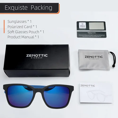Vista 7 de ZENOTTIC Gafas de sol polarizadas para hombre, protección UV400, gafas de sol cuadradas