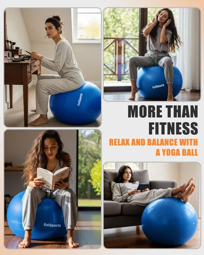 Vista 4 de GalSports - Pelota de estabilidad antideslizamiento y antiestallido - Bola suiza para gimnasio en casa y terapia física