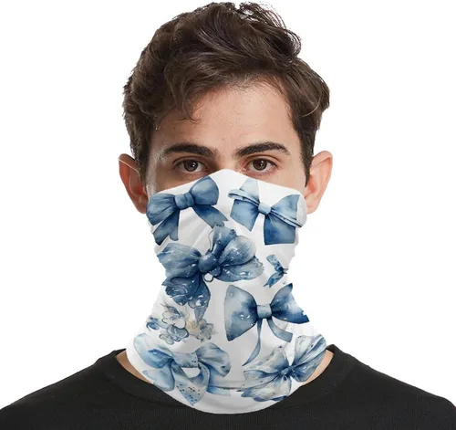 Vista 4 de Sun UV Protection Neck Gaiter Upf 50+ Balaclava Ski A Set of Blue Bows Face Mask Summer Face Cover Scarf Breathable Bandana for Fishing Hunting