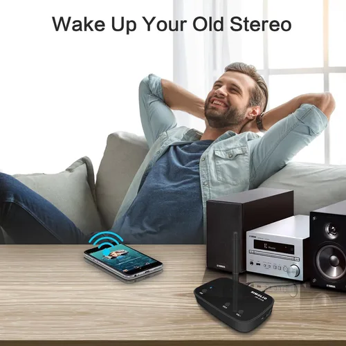 Vista 6 de SIMOLIO aptX - Transmisor Bluetooth de baja latencia y HD para TV, adaptador de audio Bluetooth de largo alcance para 2 auriculares inalámbricos