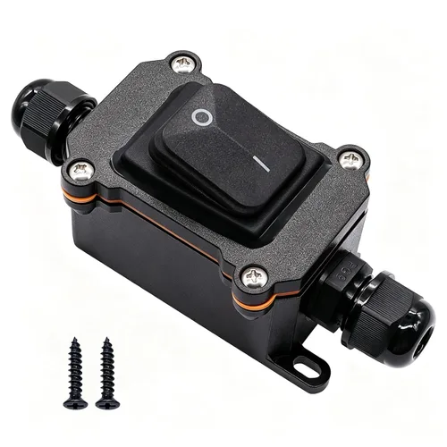 Vista 7 de IP67 Interruptor de línea impermeable en línea 16A/250V 20A/125V CA DPST de 4 pines, 2 posiciones, interruptor de palanca exterior con botón de Verde