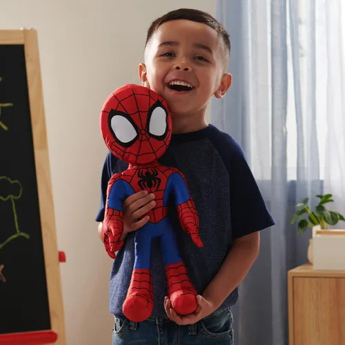 Vista 3 de Marvel Spidey and His Amazing Friends - Cuenta con revelación de héroe secreto de Spidey de peluche - Peluche de 12 pulgadas con sonidos - Juguetes