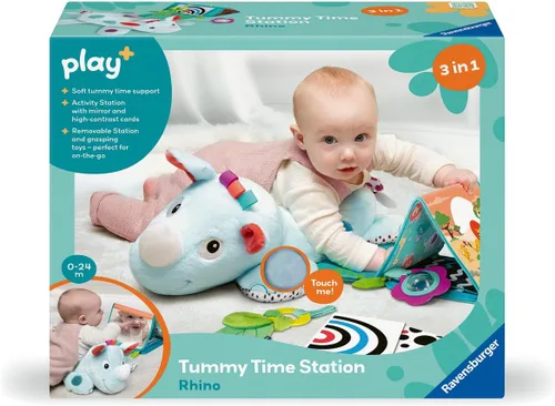 Vista 7 de Ravensburger Play+ Estación de actividad 3 en 1 Tummy Time - Rhino Alfombra de juego interactiva Fomenta las habilidades motoras y la exploración