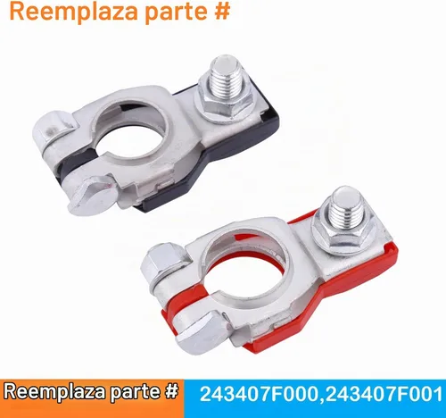 Vista 2 de Conectores de terminal de batería (1 par), poste superior de terminal de cable de batería automático positivo y negativo con fondos de plástico