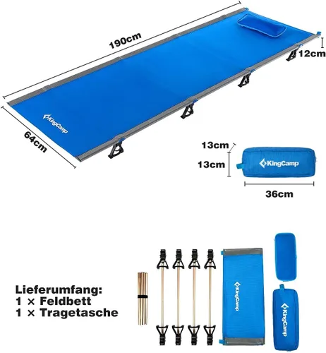 Vista 2 de KingCamp - Catres plegables para adultos resistentes, catre de dormir para uso en interiores y exteriores, cama plegable portátil, ultraligera