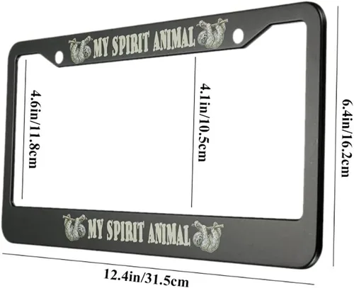 Vista 2 de oFloral My Spirit Animal - Marco de matrícula de aleación de aluminio, cuatro perezosos para colgar en la rama, aplicable a la etiqueta de automóvil