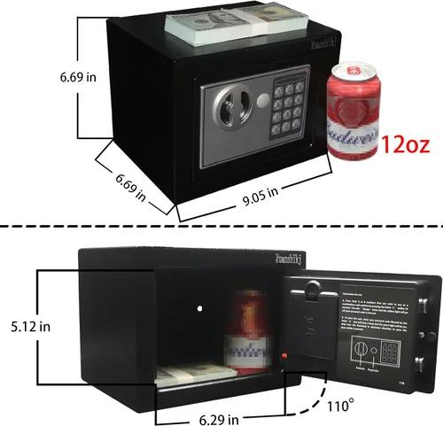Vista 4 de Yuanshikj Caja de seguridad digital electrónica de lujo, llave y cerradura con teclado, hogar, oficina, hotel, negocios, joyería, pistola, efectivo