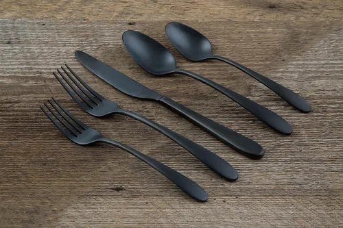 Vista 3 de Cambridge Silversmiths Poet Black Satin - Juego de cubiertos de 20 piezas, servicio para 4