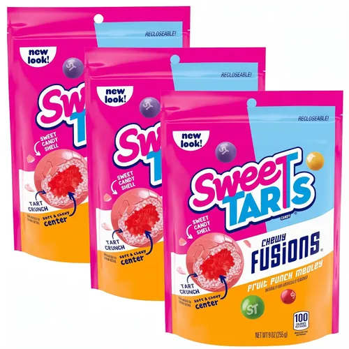 Vista 18 de SweeTarts Gomitas Fruity Splitz, caramelo, dulce y agridulce, bolsa resellable, 9 oz