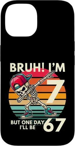 Vista 4 de Bruh I'm 7 But One-Day I'll Be 67 Retro 7th Birthday Kids Case for iPhone 17