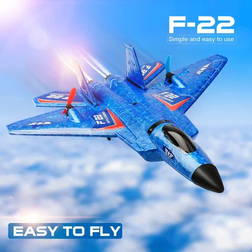 Vista 3 de Avión RC, avión RC F22 listo para volar, avión de control remoto de 2.4 GHz, avión de control remoto de 2 canales, juguete de aviones RC para niños