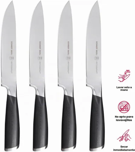 Vista 2 de Schmidt Brothers Heritage - Juego de 4 cuchillos de carne jumbo de acero inoxidable alemán de alto carbono Juego de cuchillos para carne
