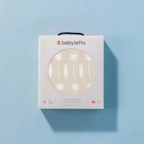 Vista 7 de Babyletto Sábanas para cuna 100% algodón orgánico, con certificado GOTS, ajustadas 360°, muselina ultra suave y transpirable - Beach Bum