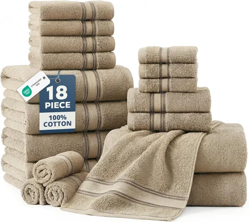 Vista 48 de LANE LINEN Juego de toallas de baño de lujo, 3 piezas, 100% algodón, secado rápido, extra aborbentes, juego de toallas súper suaves, 1 toalla de Gris