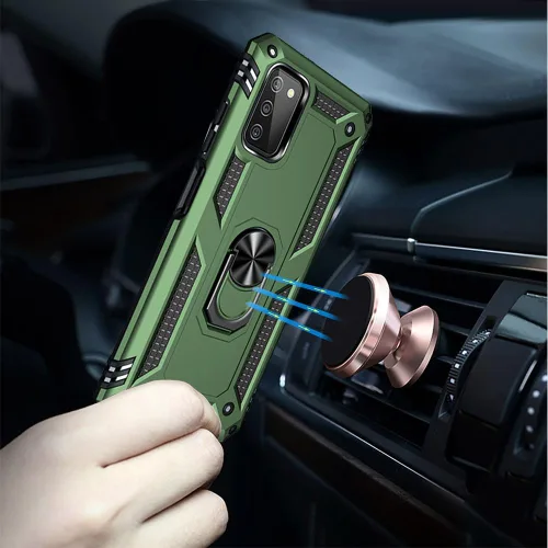 Vista 5 de Funda para teléfono Samsung Galaxy A03s, Galaxy A03s con protector de pantalla HD, [grado militar de 16 pies a prueba de caídas], anillo protector a