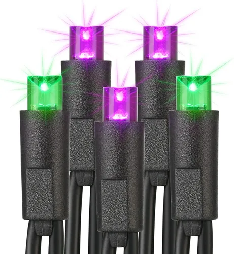 Vista 16 de Brizled - Luces de Halloween moradas, 10 mt, 100 luces LED de 5mm de ángulo amplio, 120 V, con certificación UL, línea de luces de Halloween Púrpura