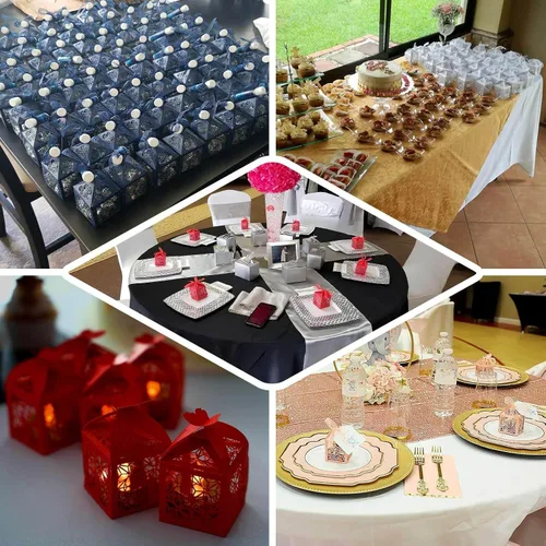 Vista 5 de Efavormart - 25 cajas de dulces con estampado de encaje con estampado de mariposa plateada, elegantes cajas de regalo con forma de mariposa