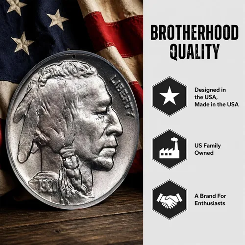 Vista 8 de Brotherhood Buffalo Nickel 1920 Indian Head Silver Dollar Rare Coins - Letrero de garaje estilo vintage, letreros de metal de reproducción redonda