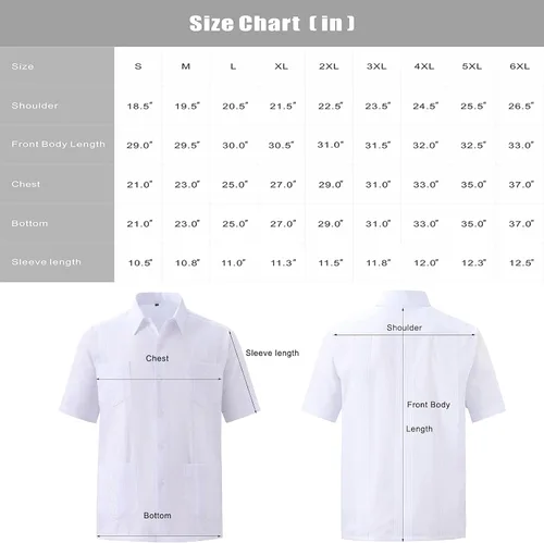 Vista 3 de MAXJON Camisas de guayabera de manga corta con botones para hombre, con bordado cubano, camisas de playa