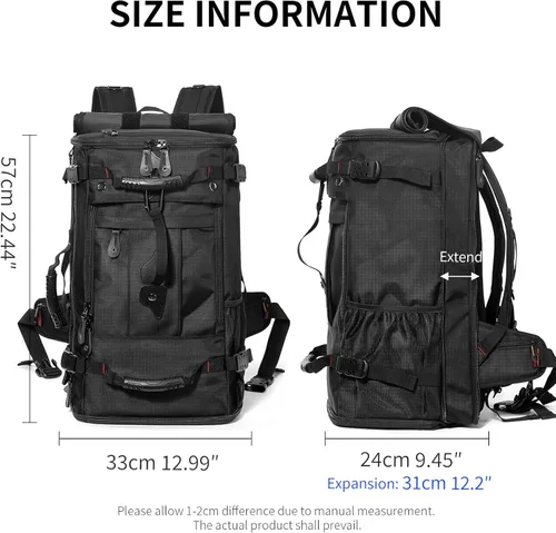 Vista 2 de YOUMIAN Mochila de gran capacidad para viajes, senderismo, deportes, bolsa de lona convertible duradera para portátil y avión