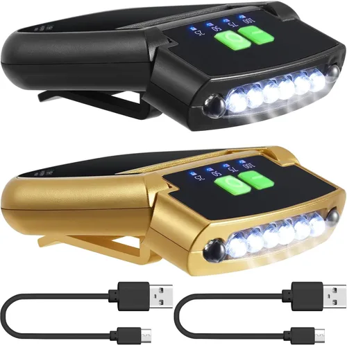 Vista 21 de Mudder Linterna LED con clip para gorra USB recargable, linterna impermeable ultra brillante para sombrero, linterna de cabeza para pesca