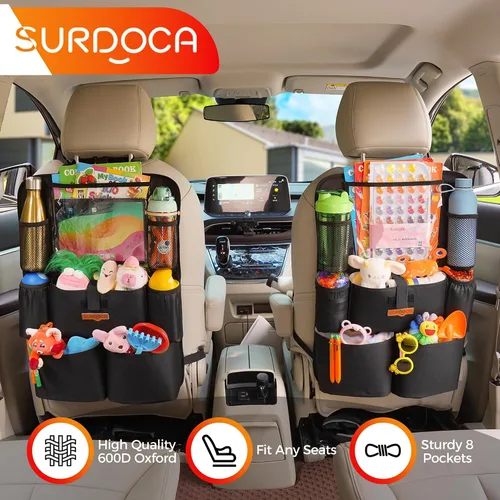 Vista 4 de SURDOCA Organizadores y almacenamiento de automóvil, organizador de asiento de automóvil mejorado con soporte para tableta de pantalla táctil de 11