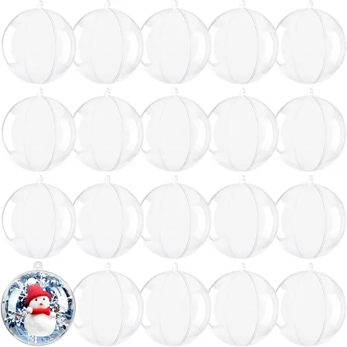 Vista 9 de AGM - 20 bolas de adornos rellenables de plástico transparente de 1.97 pulgadas, bolas de adornos colgantes para árbol de Navidad, manualidades