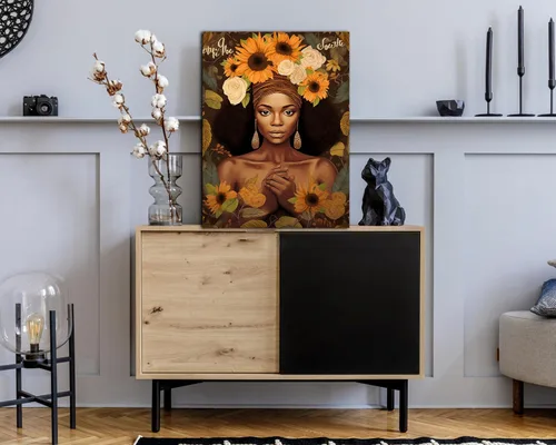 Vista 143 de Arte de pared afroamericano, decoración de rey y reina bailarín negro para sala de estar, arte de pareja de amor negro para dormitorio, lienzo